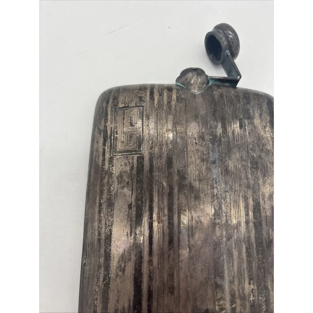 Vintage Silver Plated Hip Flask Ribbed Art Deco Style 7.5